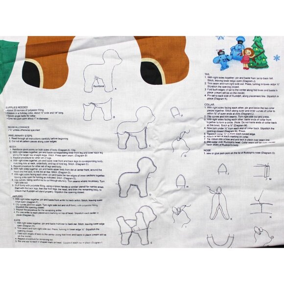 Cranston VIP Rudolph Plush Fabric Craft Panel Instructions Reindeer Christmas - Picture 6 of 8